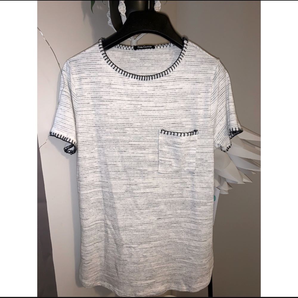 NWT Pink Clover Stitch Fix Striped Tee